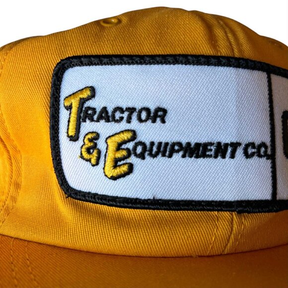 Vintage CAT Tractor & Equipment Co Trucker Hat Patch Snapback TONKIN Yellow NOS - Picture 3 of 13
